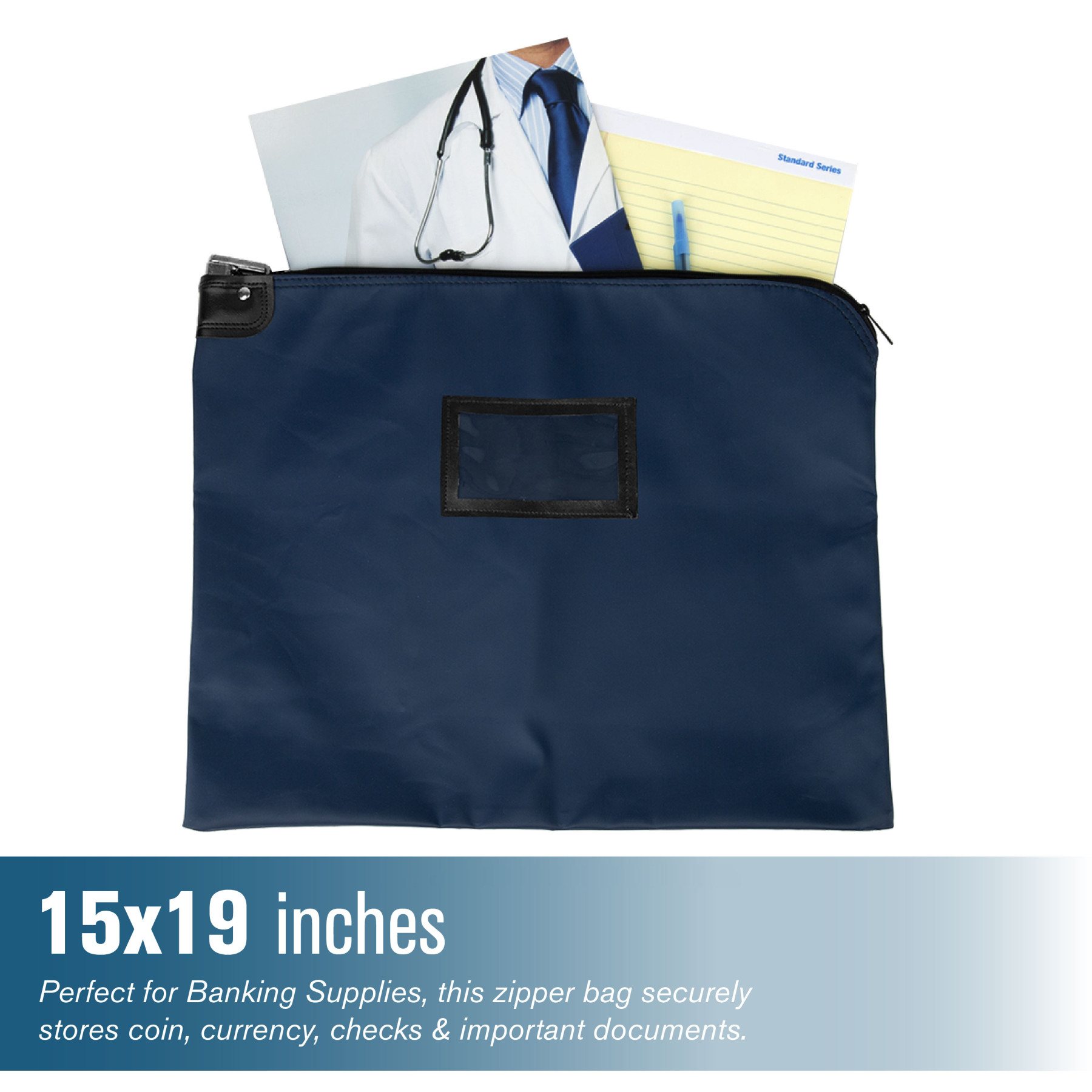 Laminated Nylon HIPAA Locking Courier Bags with Cardholder - 19W x 15H