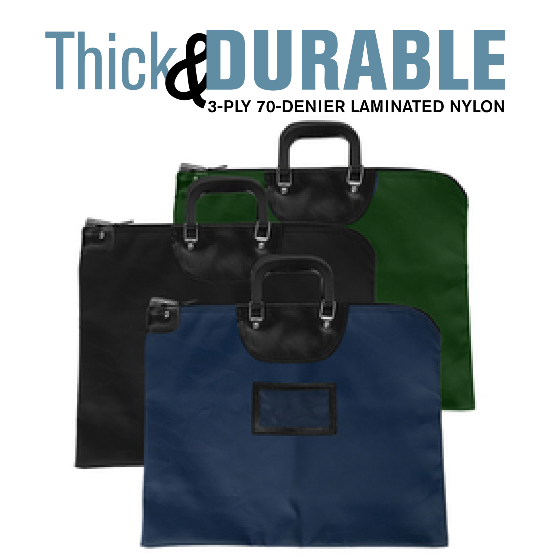 19W x 15H Laminated Nylon HIPAA Locking Courier Bags with Handles Info Graphic