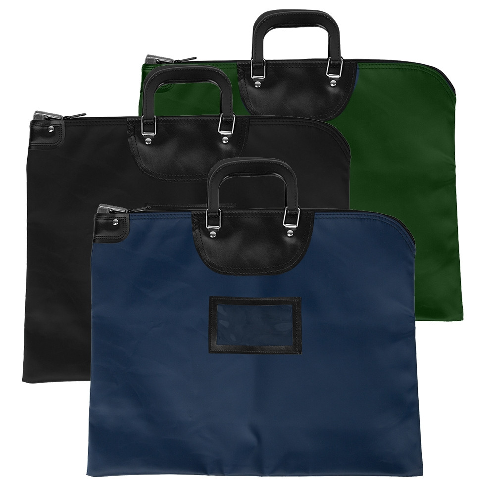 19W x 15H Laminated Nylon HIPAA Locking Courier Bags with Handles