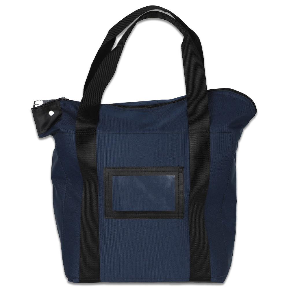 Laminated Nylon Locking Courier Briefcase Bags w/ Handles - 17W x 14H x 6D - Ready-To-Ship - Navy Blue Bag with cardholder