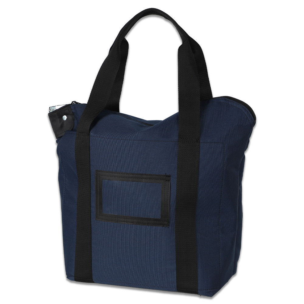 17W x 14H x 6D Locking Courier Briefcase Bags w/ Handles - Ready-To-Ship - Navy Blue - Side view