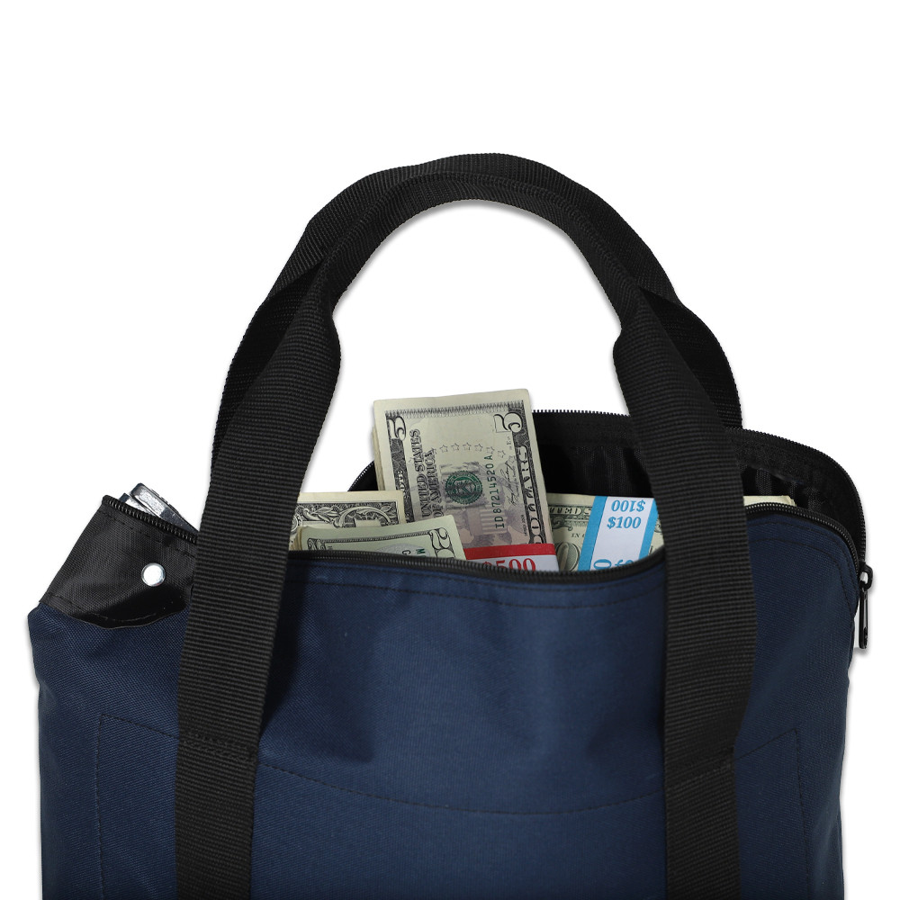 17W x 14H x 6D Locking Courier Briefcase Bags w/ Handles - Ready-To-Ship - Navy Blue - bag is full