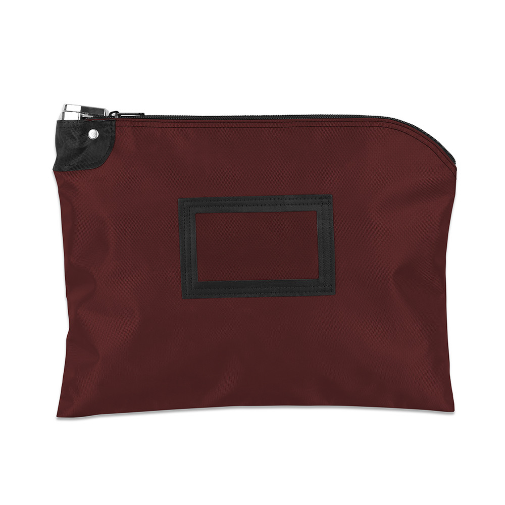 Burgundy Laminated Nylon Locking Deposit Bags - 15W x 11H - Ready to Ship