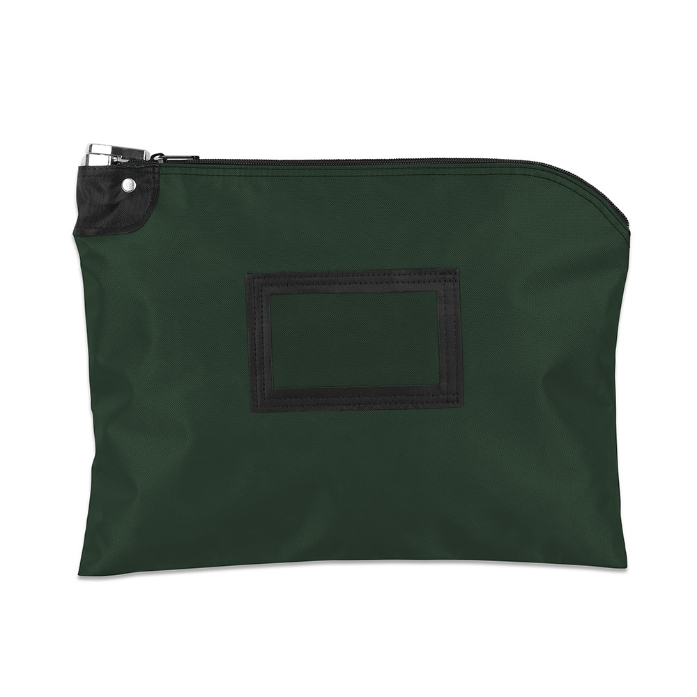 Forest Green Laminated Nylon Locking Deposit Bags - 15W x 11H - Ready to Ship