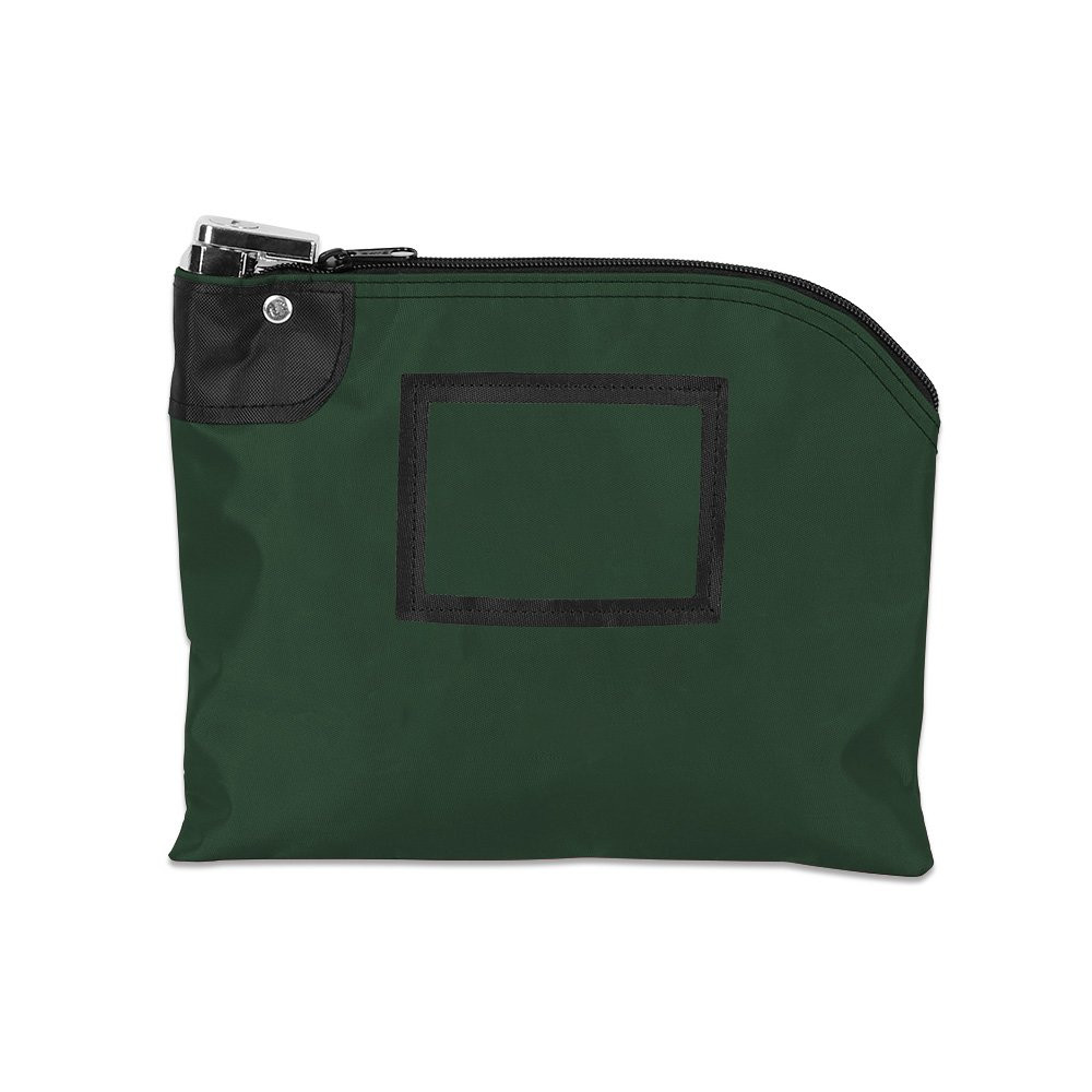 Forest Green Laminated Nylon 10W x 8H Locking Deposit Bag
