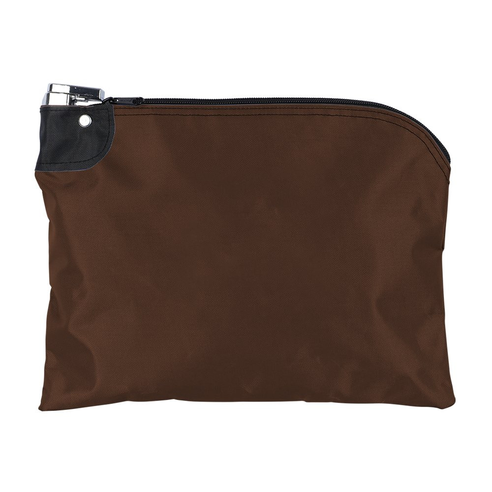 12W x 9H Laminated Nylon Locking Deposit Bag Shown In Brown