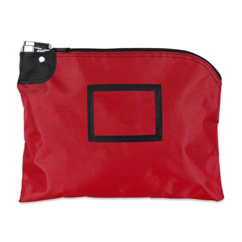 12W x 9H Laminated Nylon Locking Deposit Bag Shown In Red