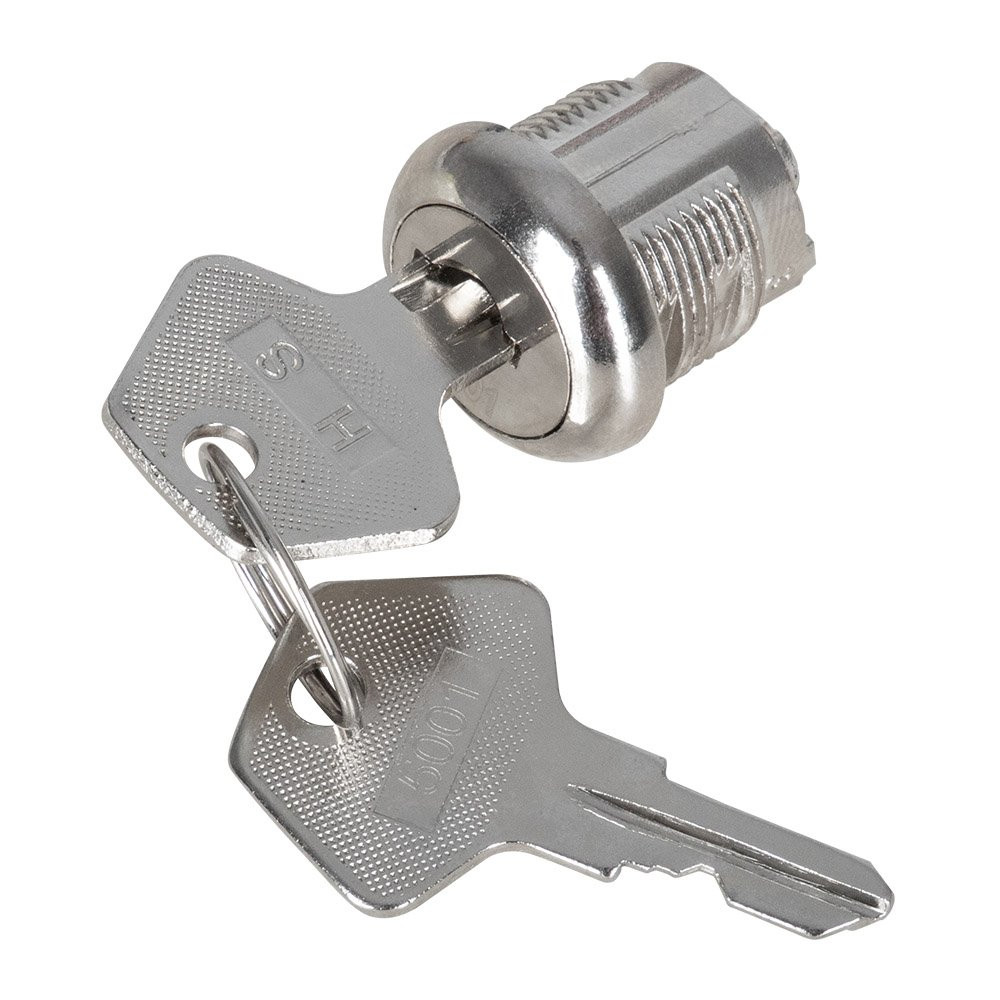 Keyed Alike Spring Bolt Lock for STEELMASTER® Manual Cash Drawer with key inserted into lock