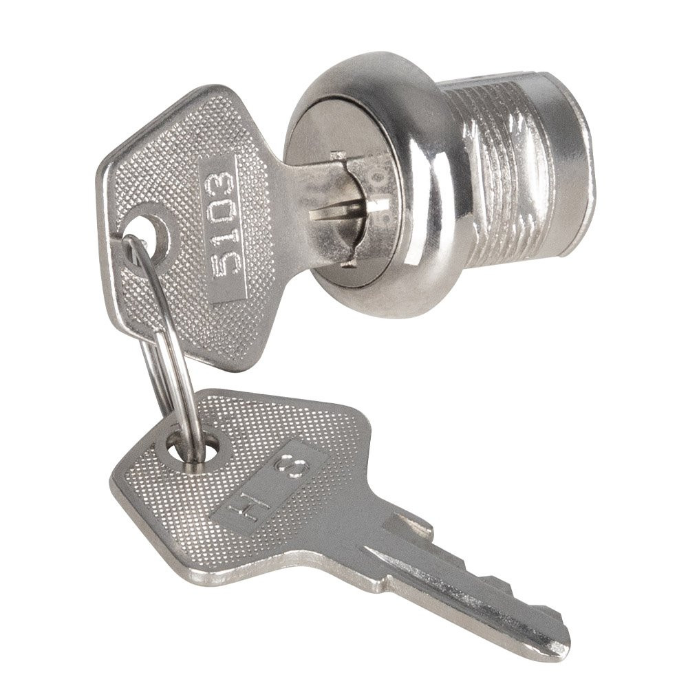 Keyed Different Spring Bolt Lock for STEELMASTER® Manual Cash Drawer with 2 keys inserted into lock