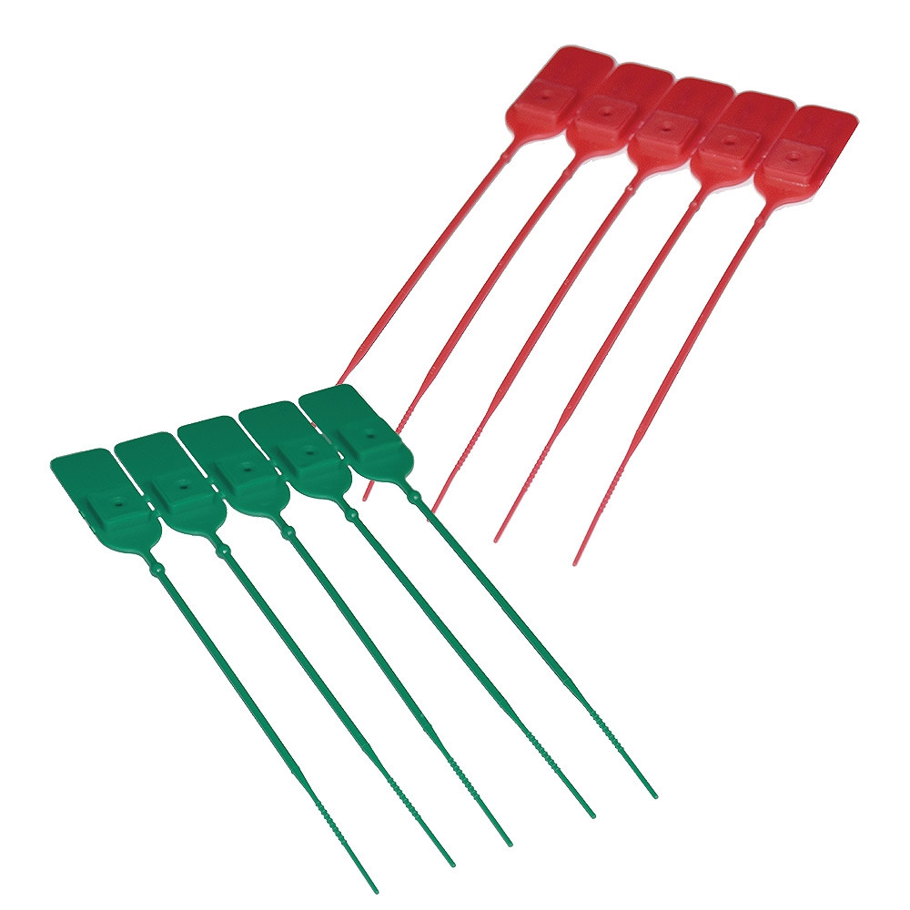 Mini-Jawlock Security Seals - 7-1/8 in. Diameter - 27lb Break Strength - red and green