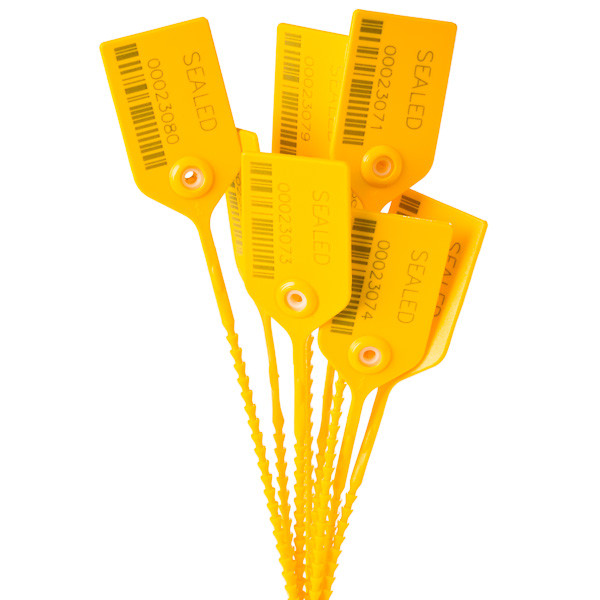 Yellow Light Duty Security Seal with Barcode - 6-3/16 inch Length