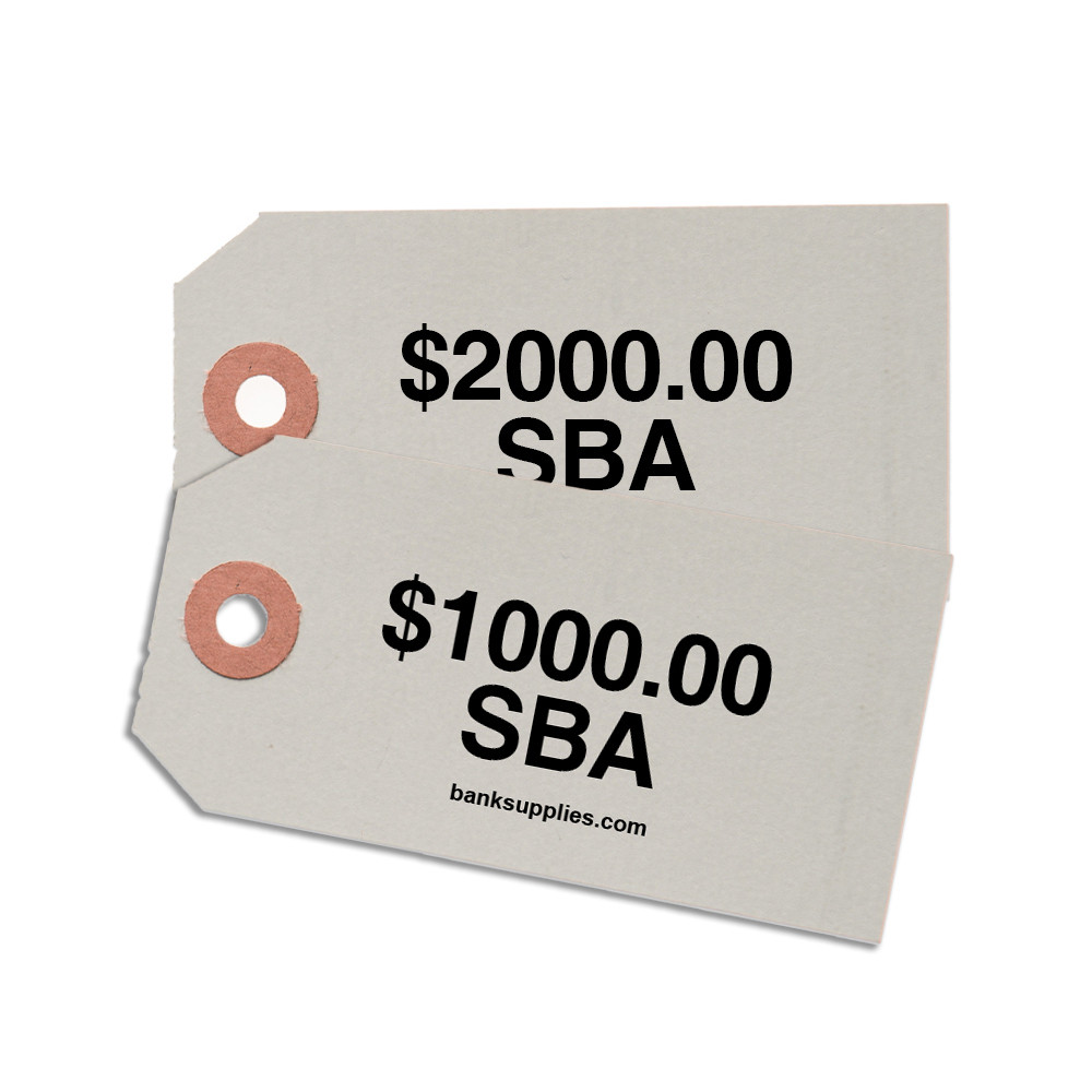 Printed Coin Bag ID Tags Shown In Gray - Whole Dollars $1000