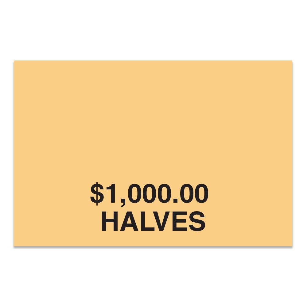 Coin Bag Custom Imprinted Shipping Label Shown In Tan- Halves