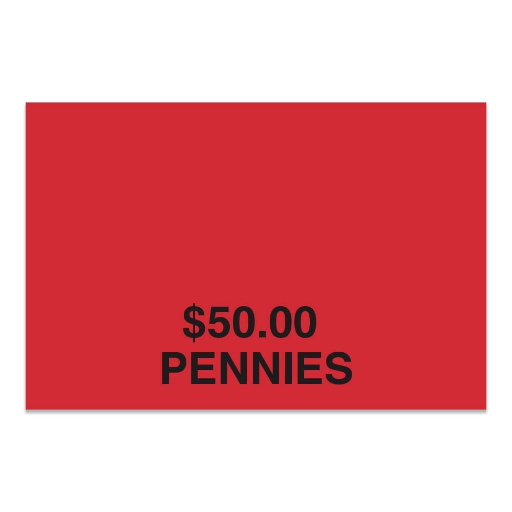 Coin Bag Custom Imprinted Shipping Label Shown In Red - Penny