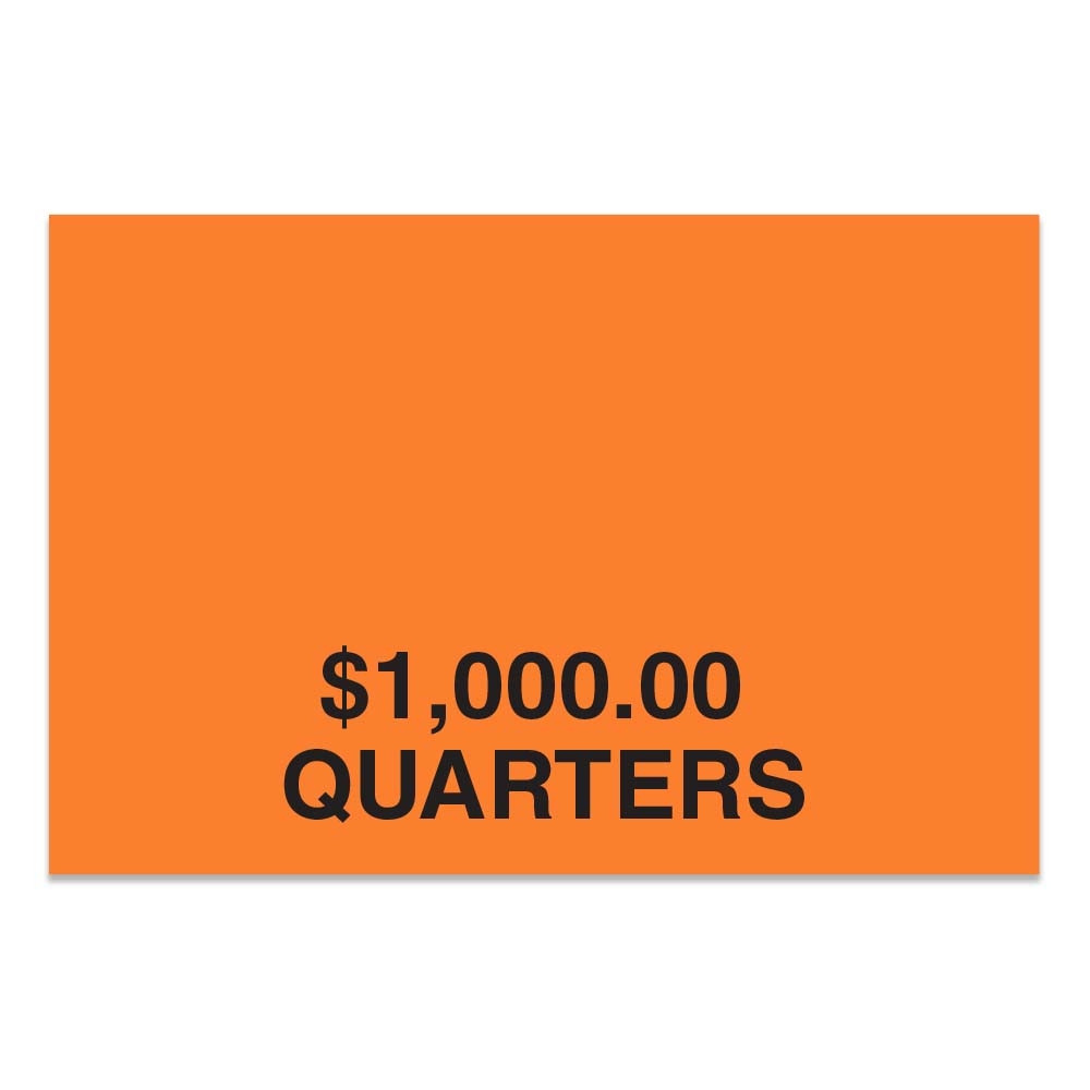 Coin Bag Custom Imprinted Shipping Label Shown In Orange - Quarters