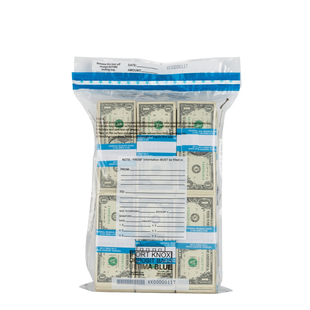 12" x 16" Ultima Blue® Deposit Bag with External Pocket, Clear 