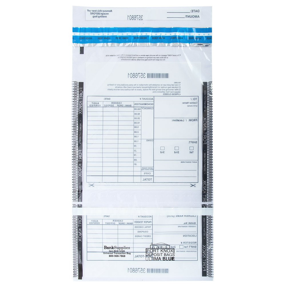 Ultima Blue® Clear Top-Bottom Deposit Bags - 9W x 17-1/2H 
