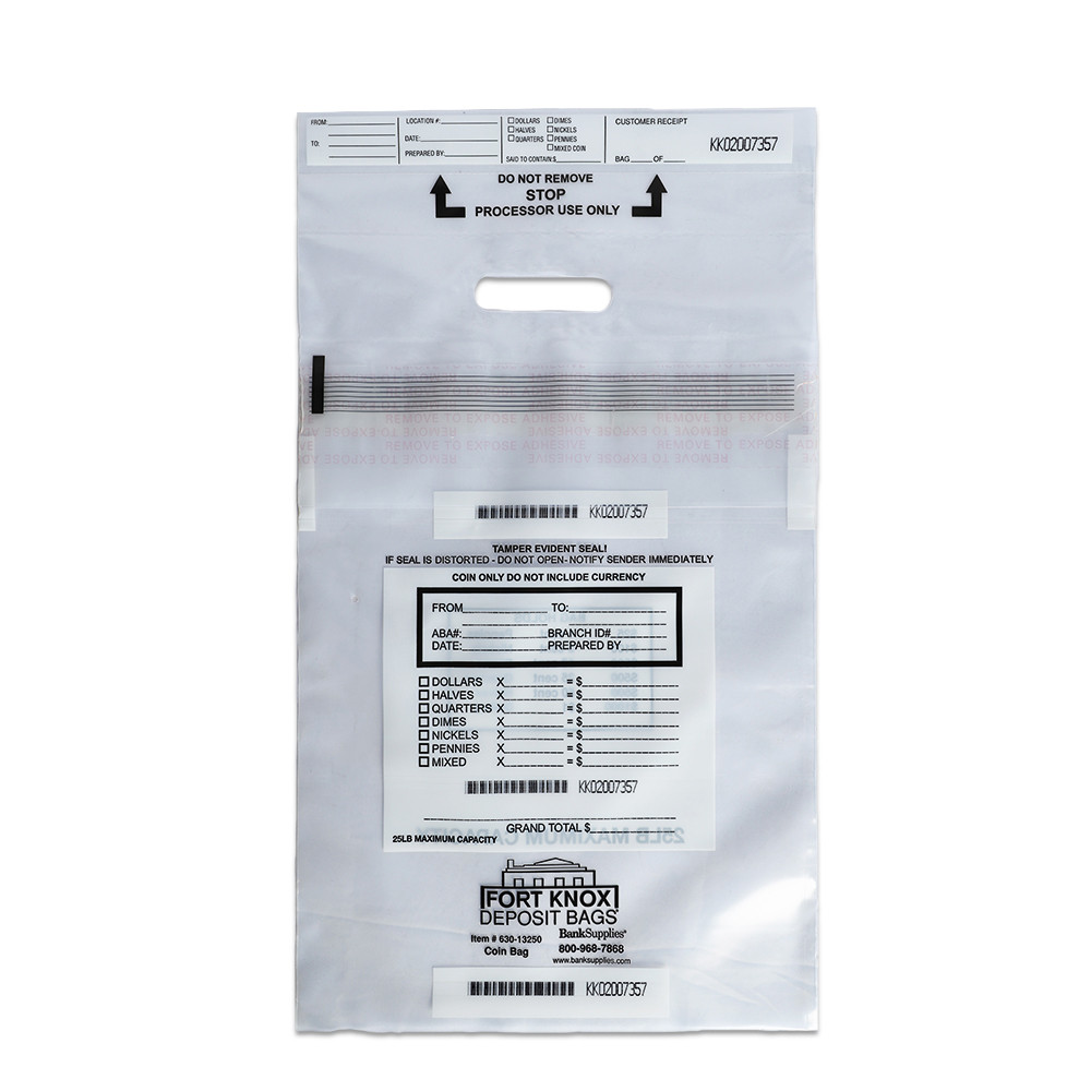 plastic deposit bag - Half Size Handled Coin Bags 10-1/2W x 13H - 25lbs - Empty