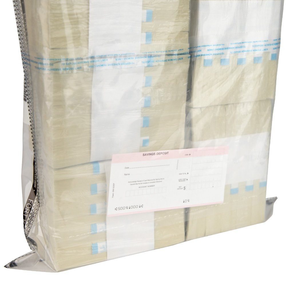 15W x 20H Ultima Blue® Clear Deposit Bag Displaying External Pocket