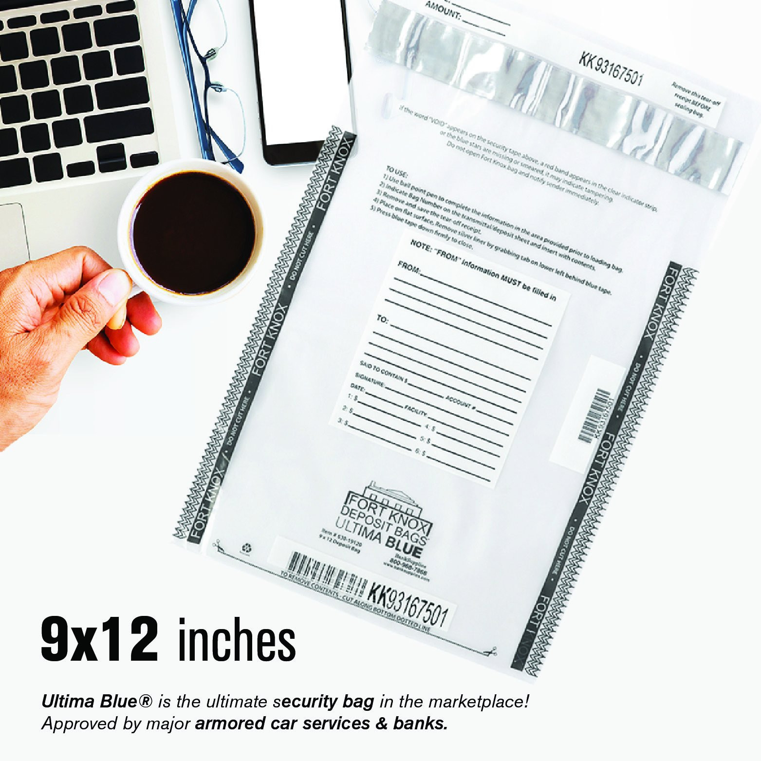 9W x 12H  Ultima Blue® Clear Deposit Bags