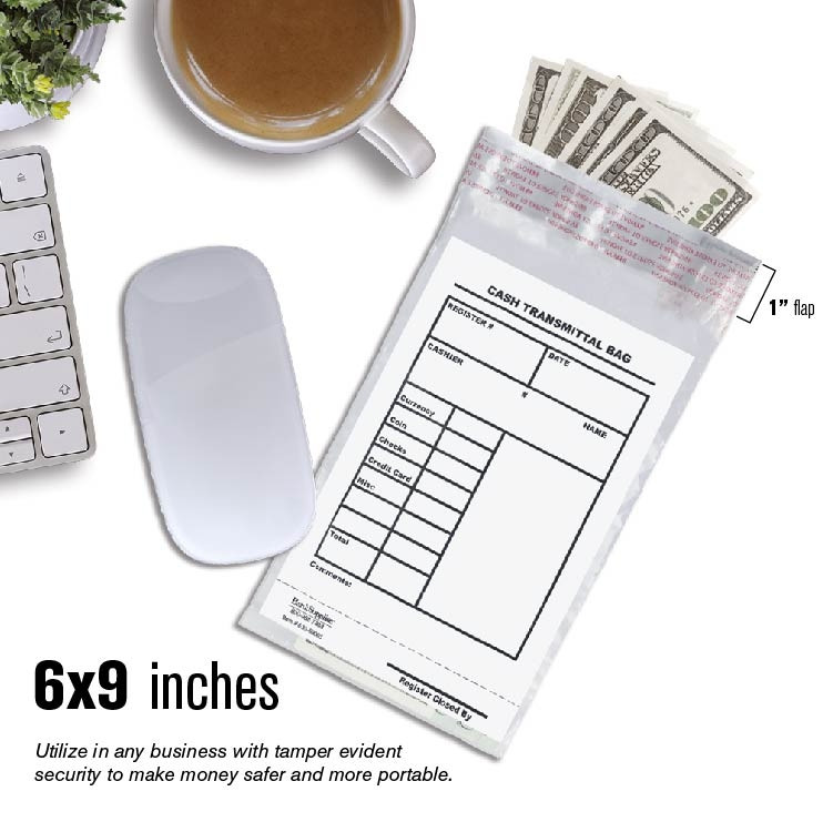 6W x 9H Cash Transmittal Bag In Use