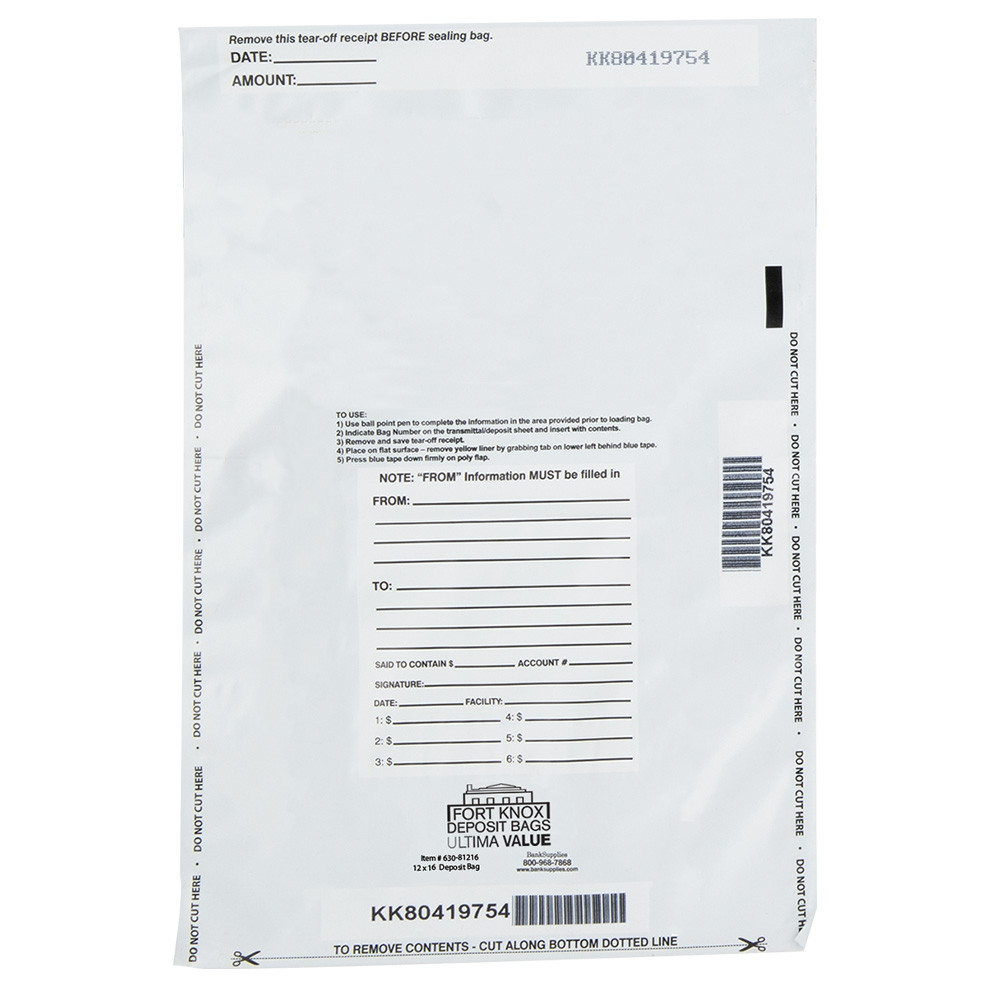12W x 16H Ultima Value® White Deposit Bag