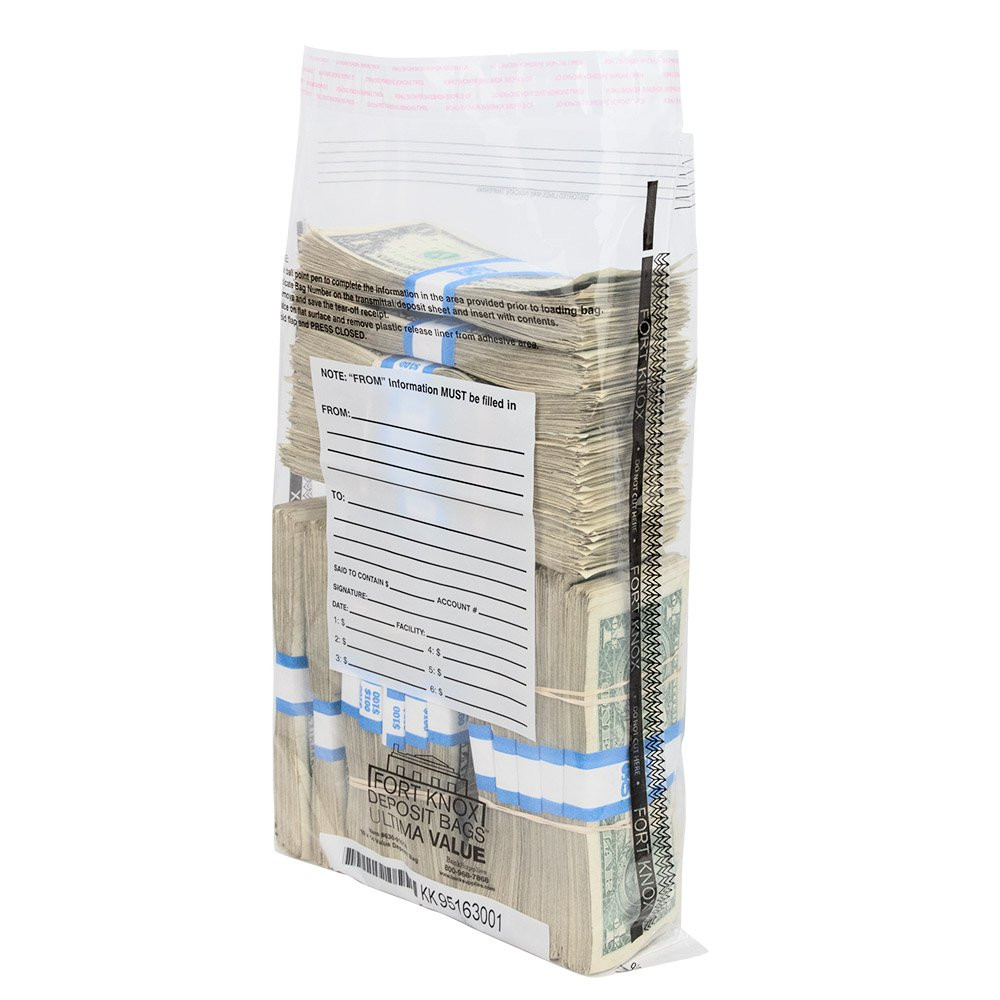 Ultima Value® Clear Deposit Bags - 10W x 14H - side opened