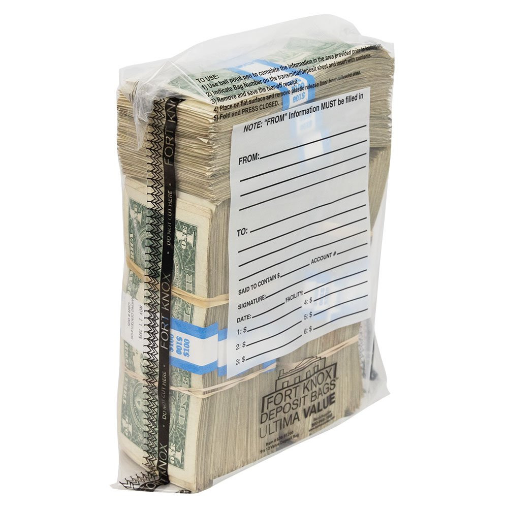 Ultima Value® Clear Deposit Bags - 9W x 12H - full side view