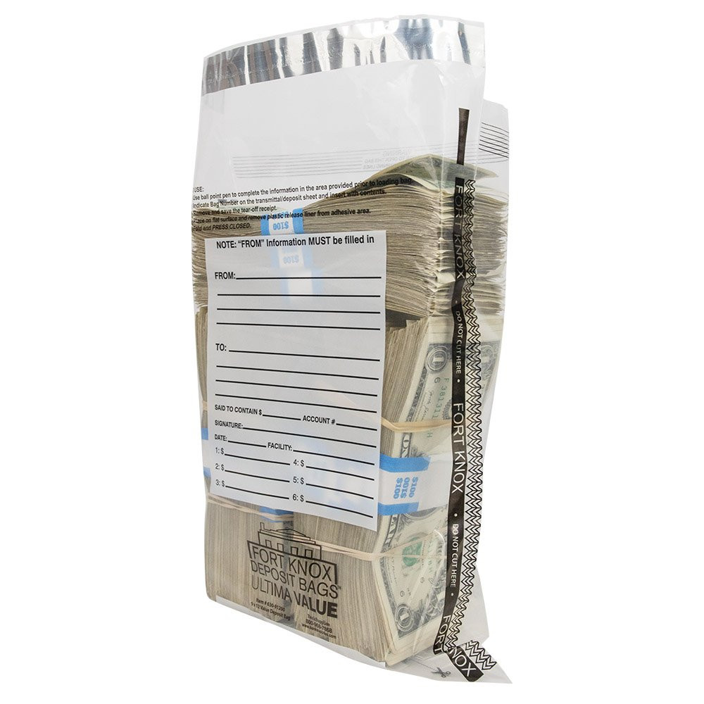 Ultima Value® Clear Deposit Bags - 9W x 12H - open