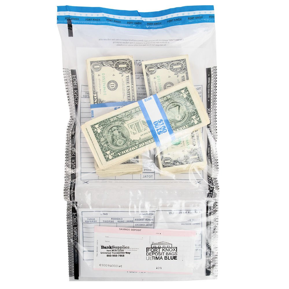 Ultima Blue® Clear Top-Bottom Deposit Bags - 9W x 17-1/2H  - full