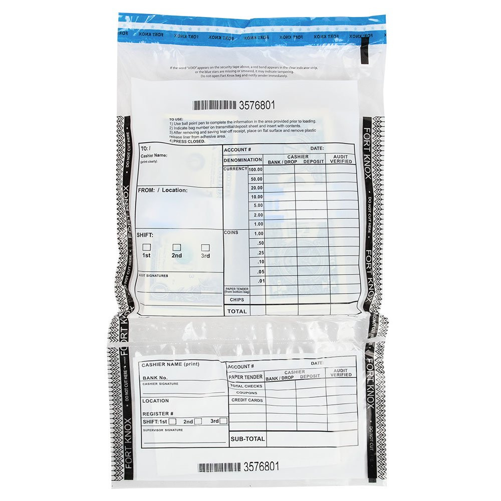 Ultima Blue® Clear Top-Bottom Deposit Bags - 9W x 17-1/2H 