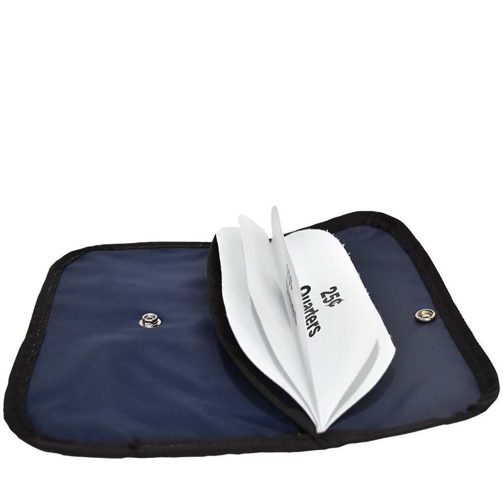 Ready to Ship 11W x 6-1/2 Navy Blue Nylon Divided Coin Bag