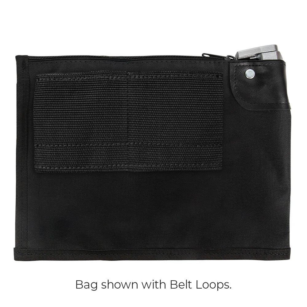 10W x 7H Black Tip Bag with Pop-up lock with belt loops