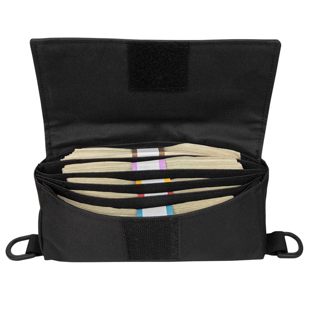 8W x 4H Casino Attendant Belt Wallet Displaying Money In Compartments