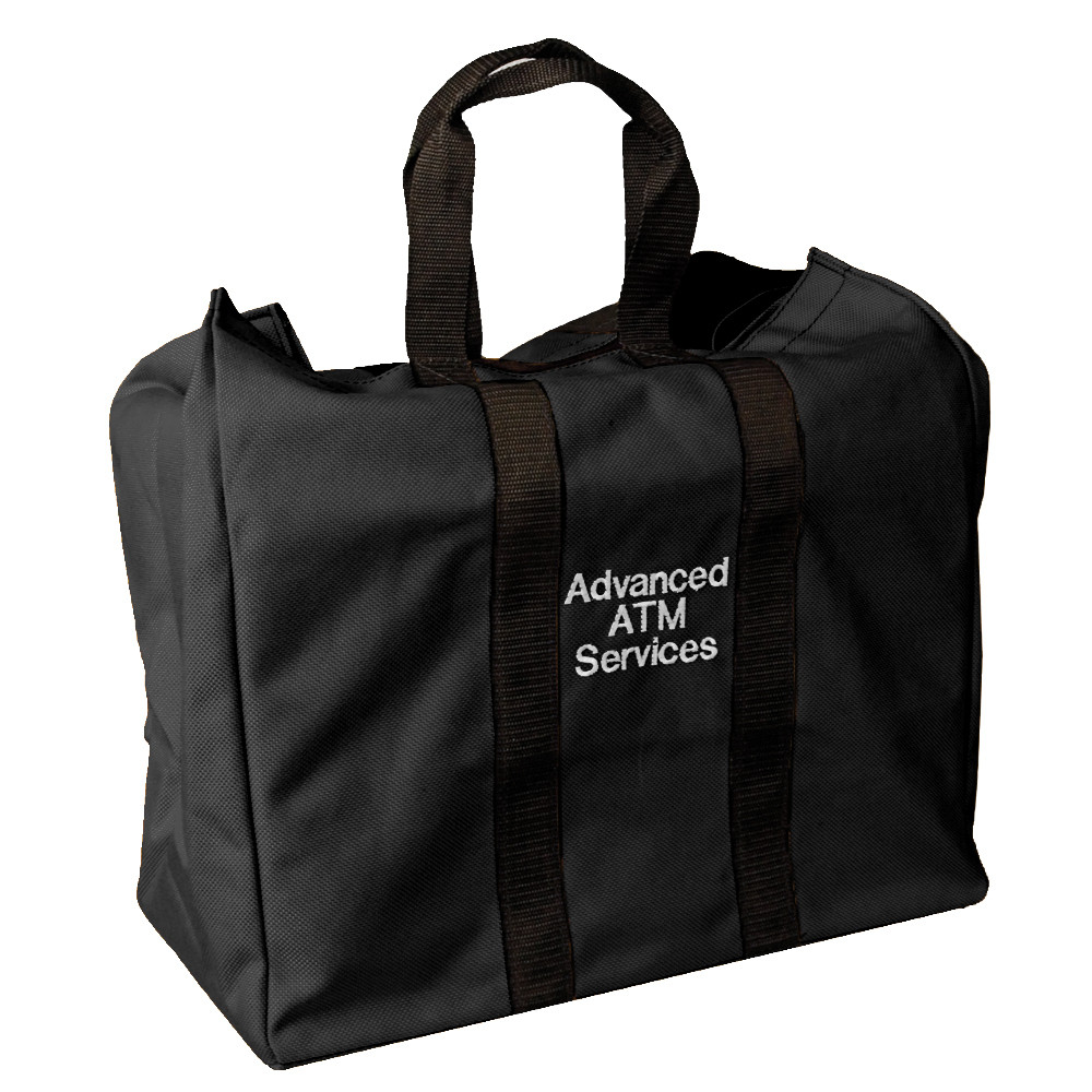 BLACK BASKET WEAVE ATM CASSETTE TOTE 19W X 20H X 11D