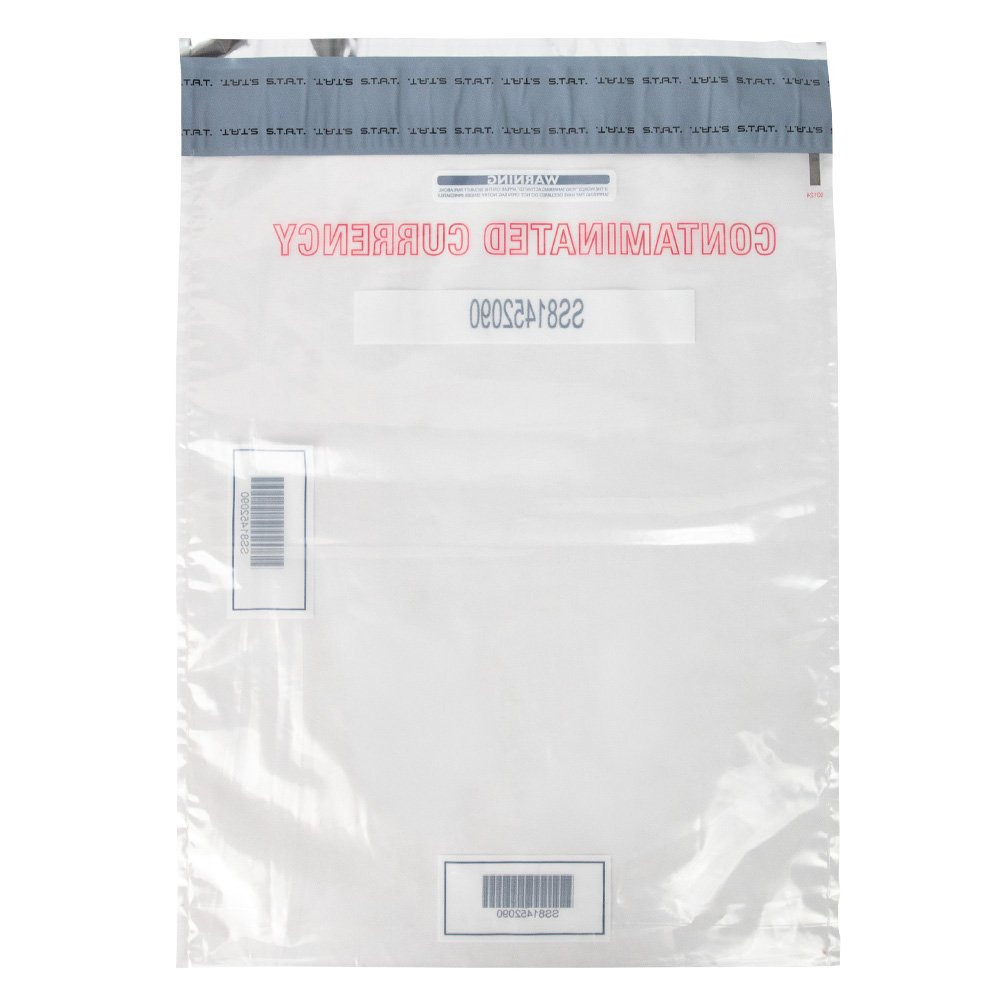 Tamper Evident Contaminated Currency Deposit Bags - 15W x 20H - Pack 250 back