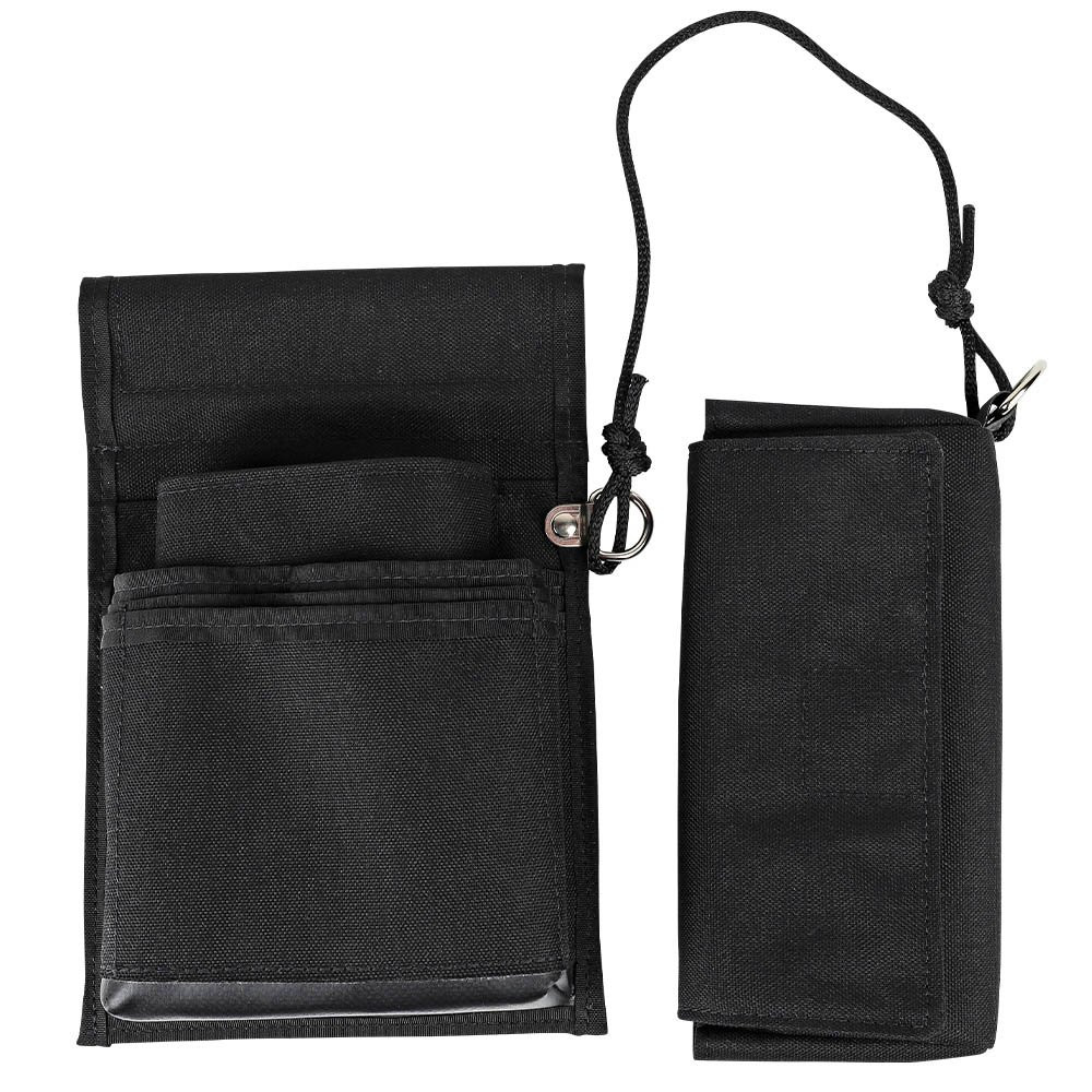 7-1/2W x 11H x 2D Slot Pouch Belt Bag with Connecting Wallet Shown In Black