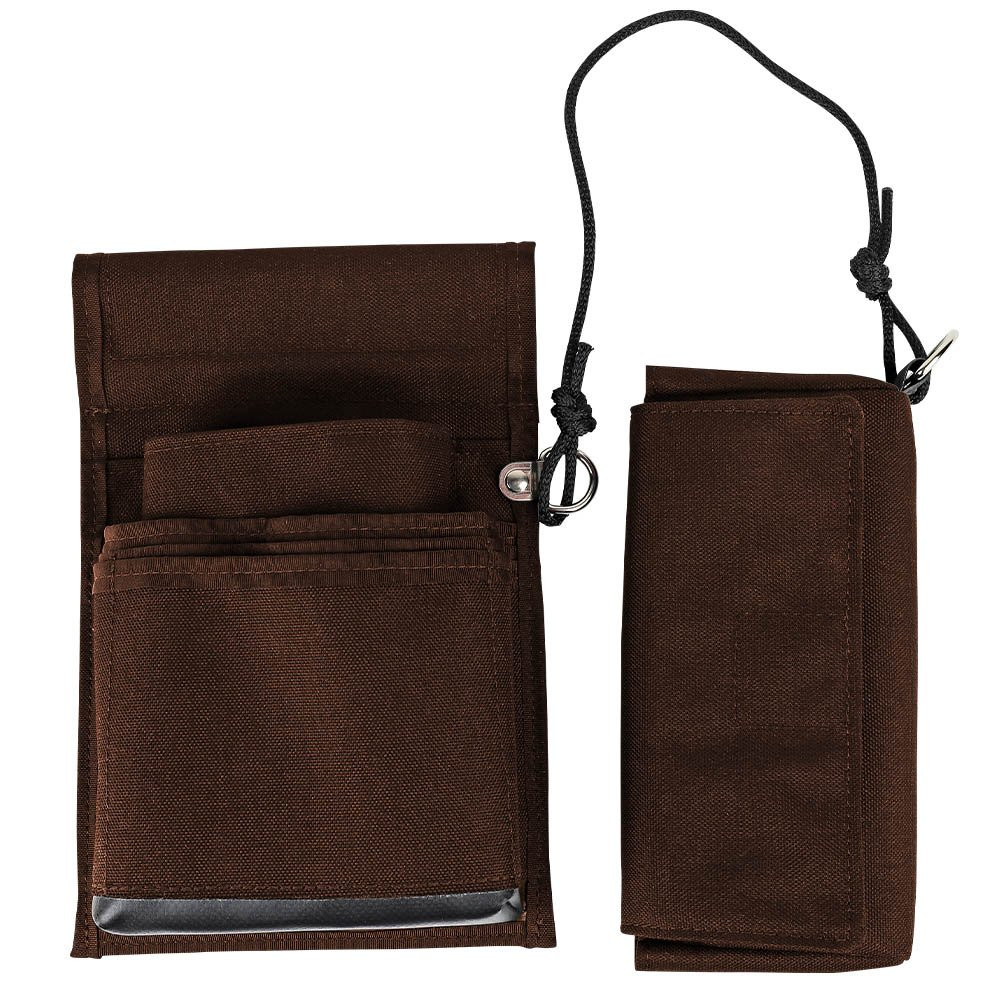 7-1/2W x 11H x 2D Slot Pouch Belt Bag with Connecting Wallet Shown In Brown
