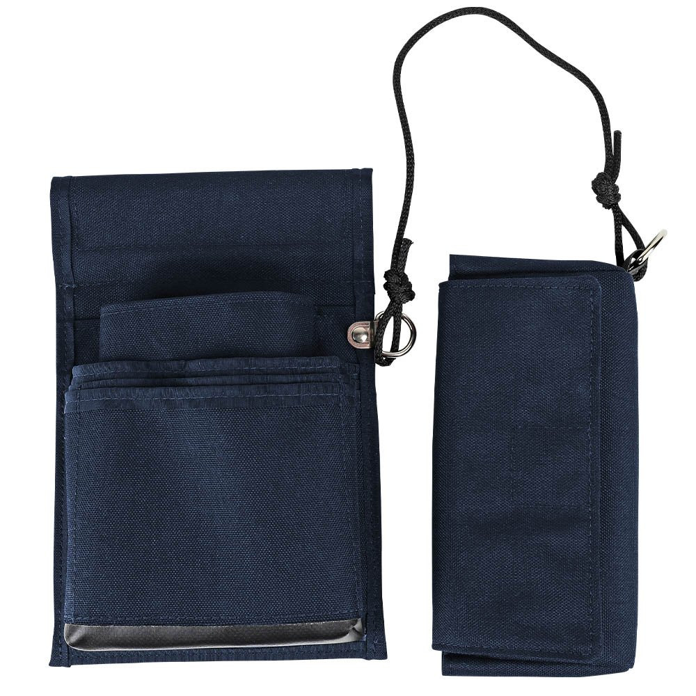 7-1/2W x 11H x 2D Slot Pouch Belt Bag with Connecting Wallet Shown In Navy Blue