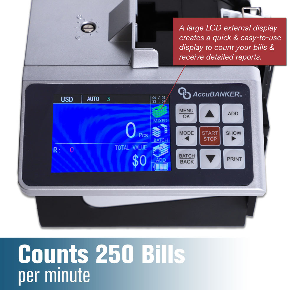 AccuBANKER® D700 Automatic Value and Counterfeit Bill Detector screen