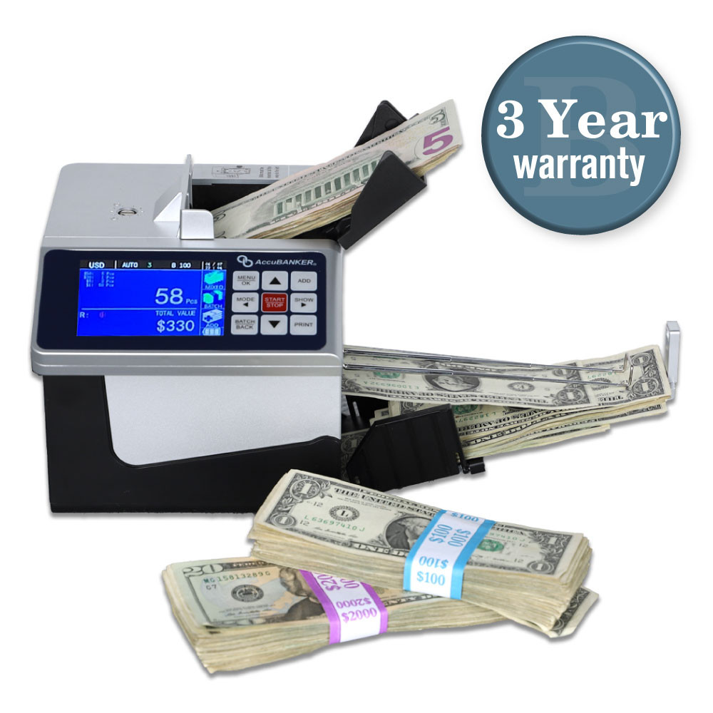 AccuBANKER® D700 Automatic Value and Counterfeit Bill Detector 3 year warranty