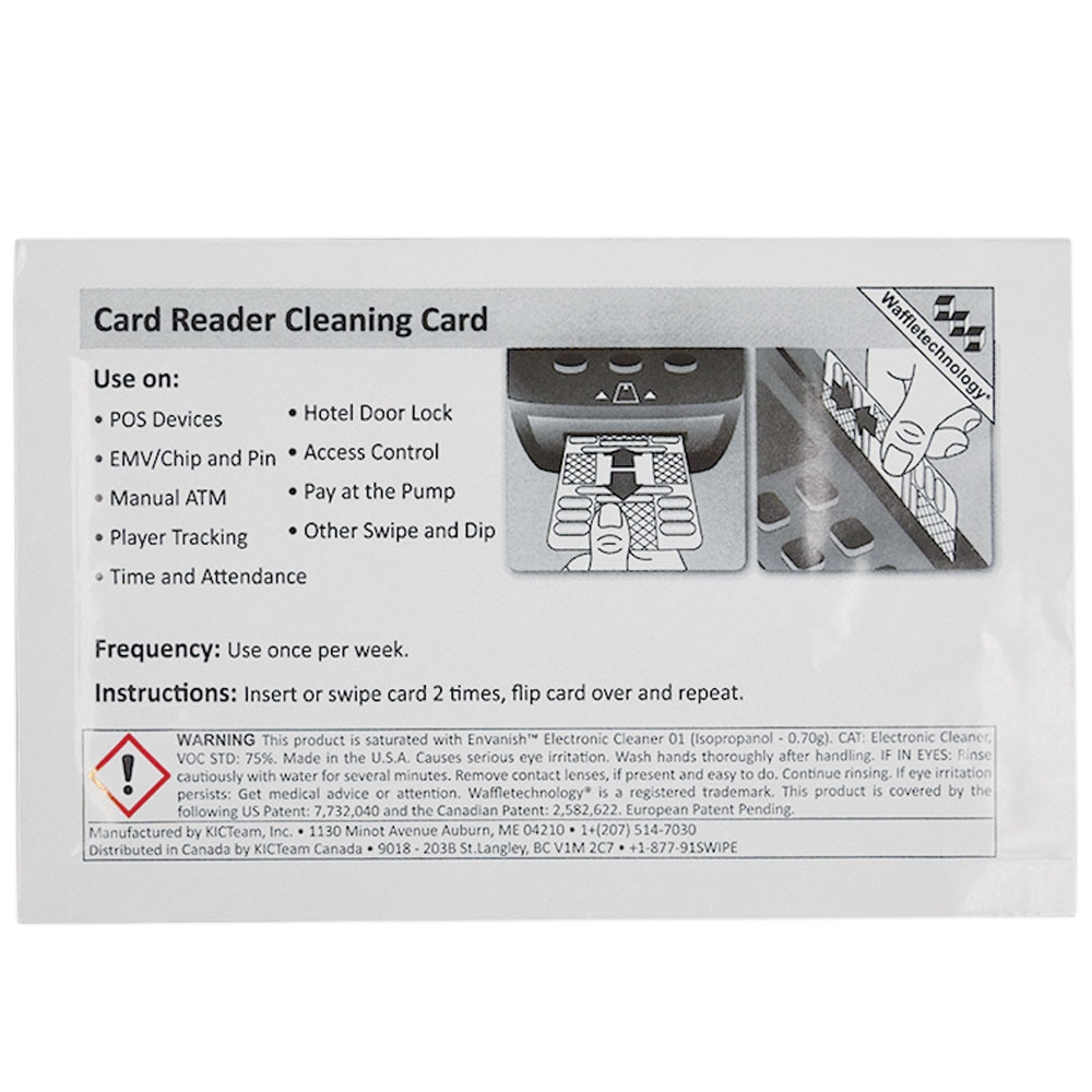 POS Cleaning Card - SmartCard with Waffletechnology