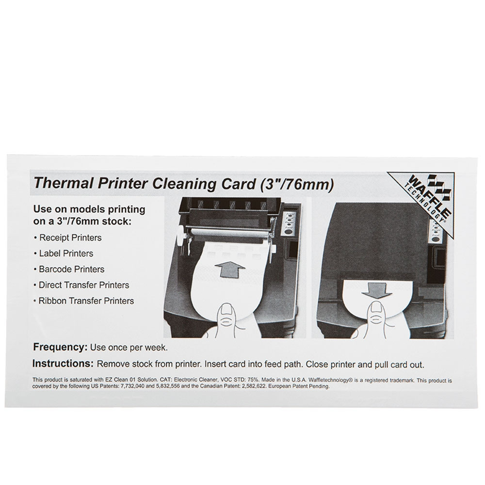 Thermal Printer Cleaning Card 3in x 6in (76.2mm x 152.4mm) with packaging 