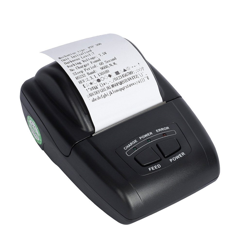 Cassida Rechargeable Battery Operated Thermal Printer for Cassida and Kolibri Money Counters - Model KP-1 shown in use printing money counting slip 