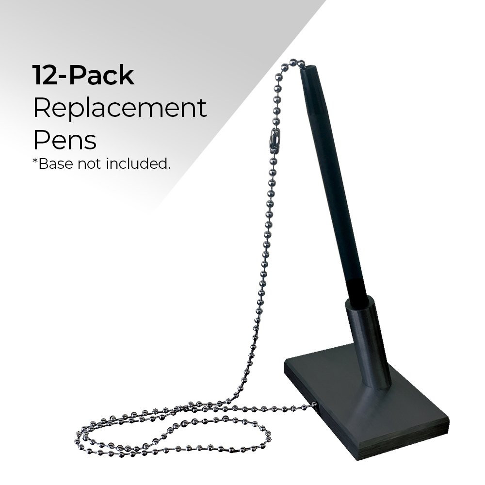 12-Pack Satin Black - Antimicrobial Lobby Counter Replacement Pens
