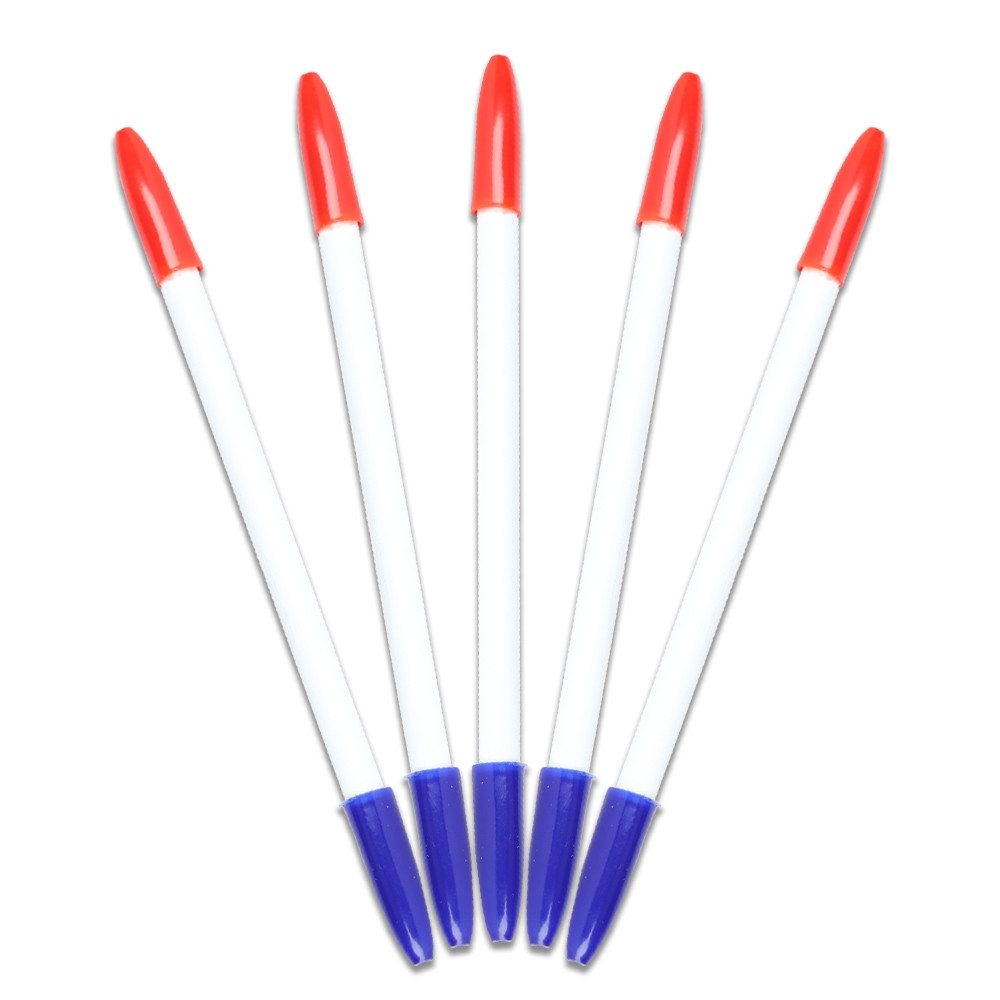 Double Ink Baccarat Casino Pens - Blue & Red Ink - five pens next to each other
