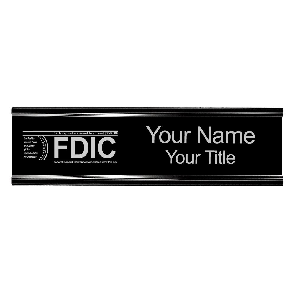 10W x 2H Wall Frame - Nameplate w/ FDIC or NCUA Logo Set Shown in Black