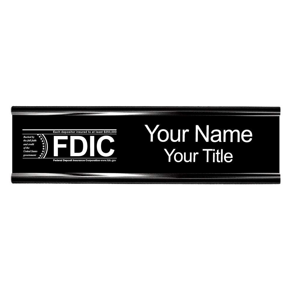 10W x 2H Wall Frame - Nameplate w/ FDIC or NCUA Logo Set Shown in Black