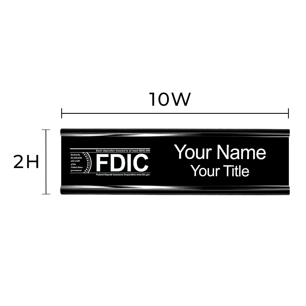 10W x 2H Wall Frame - Nameplate w/ FDIC or NCUA Logo Set Displayig Dimmensions