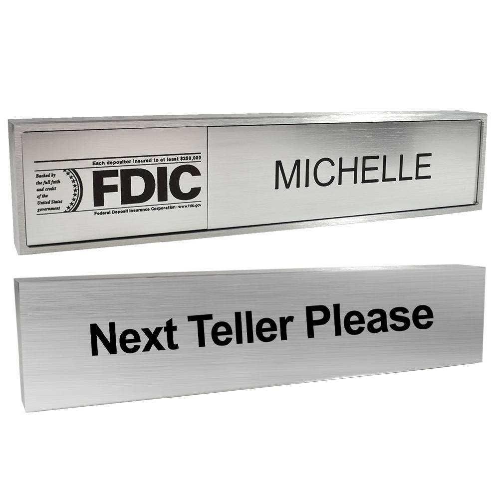 Reversible Desk Bar Set - 9W x 2H x 1D - Next Teller Please Magnetic with Nameplate